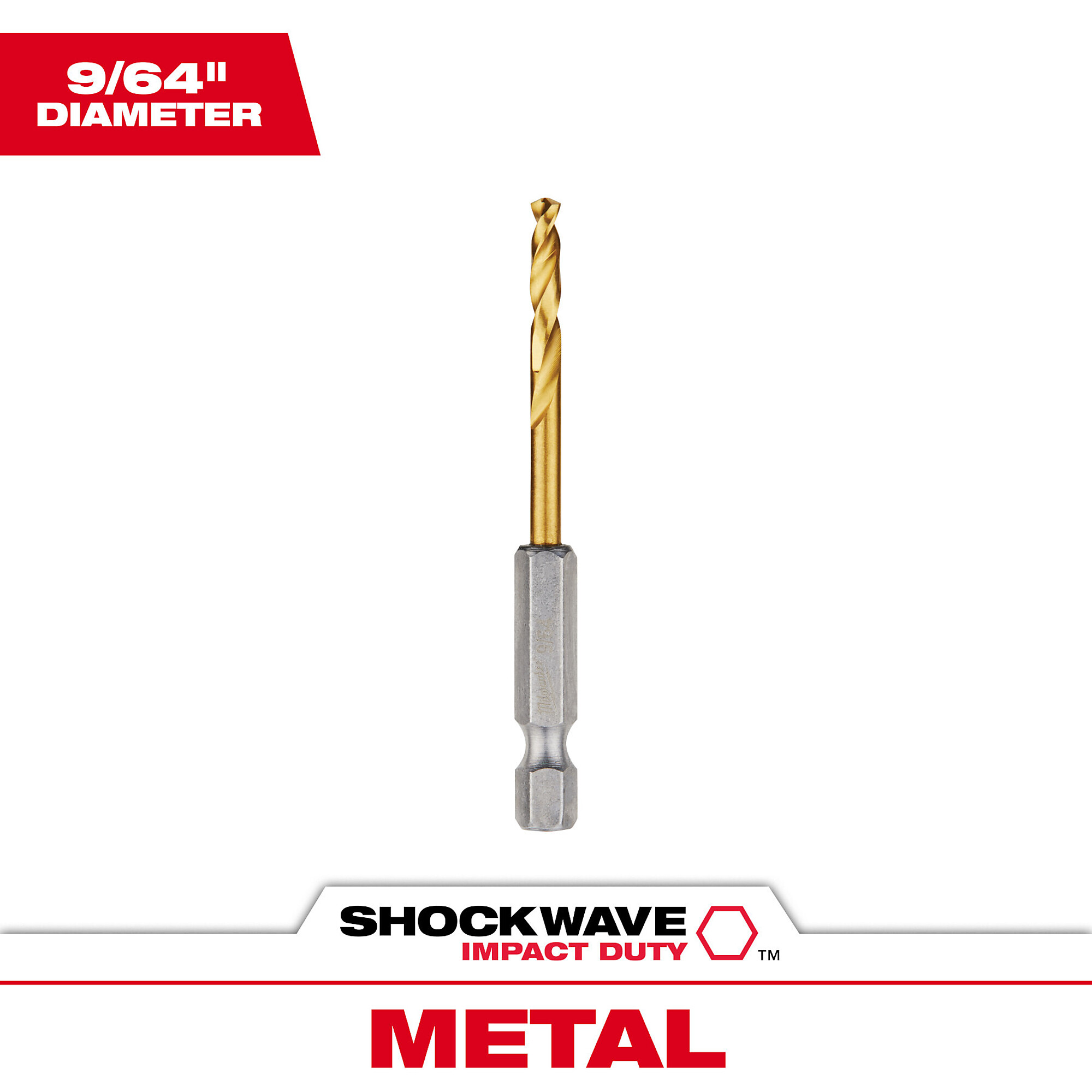Milwaukee Shockwave Impact Duty Titanium Drill Bit, 9/64in. Dia., Model# 48-89-4606